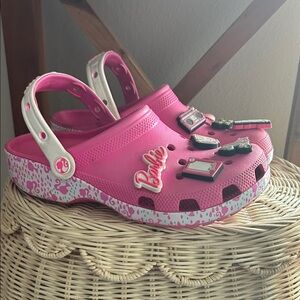 Barbie Pink and White crocs
